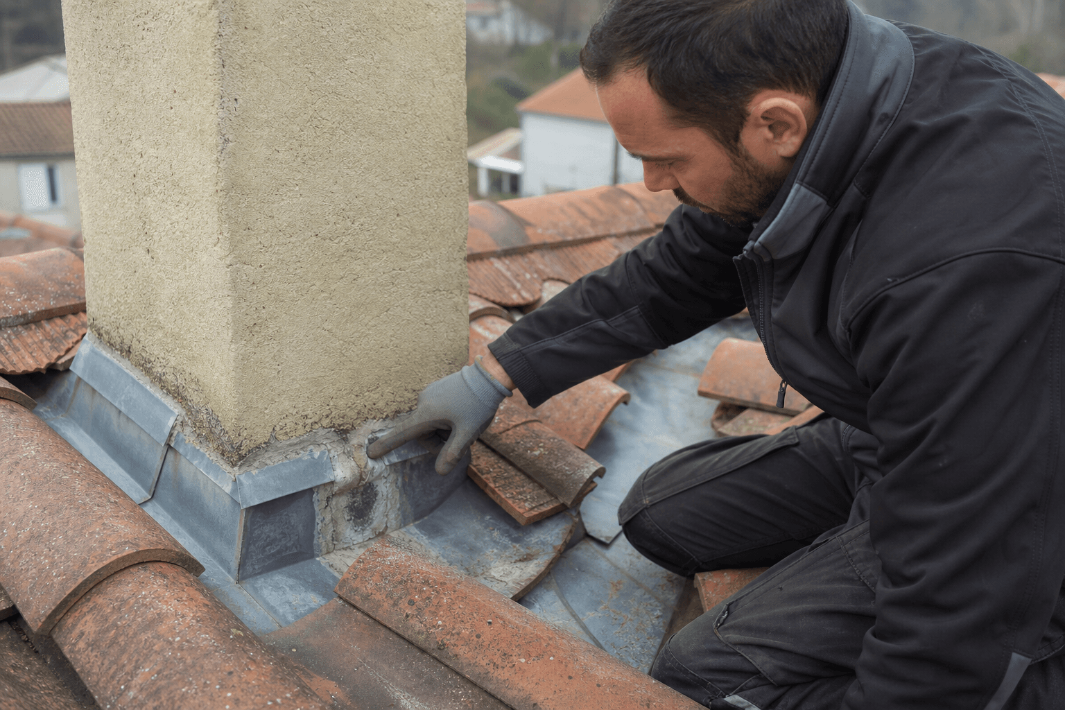 Recherche de fuite sur points singuliers de toiture