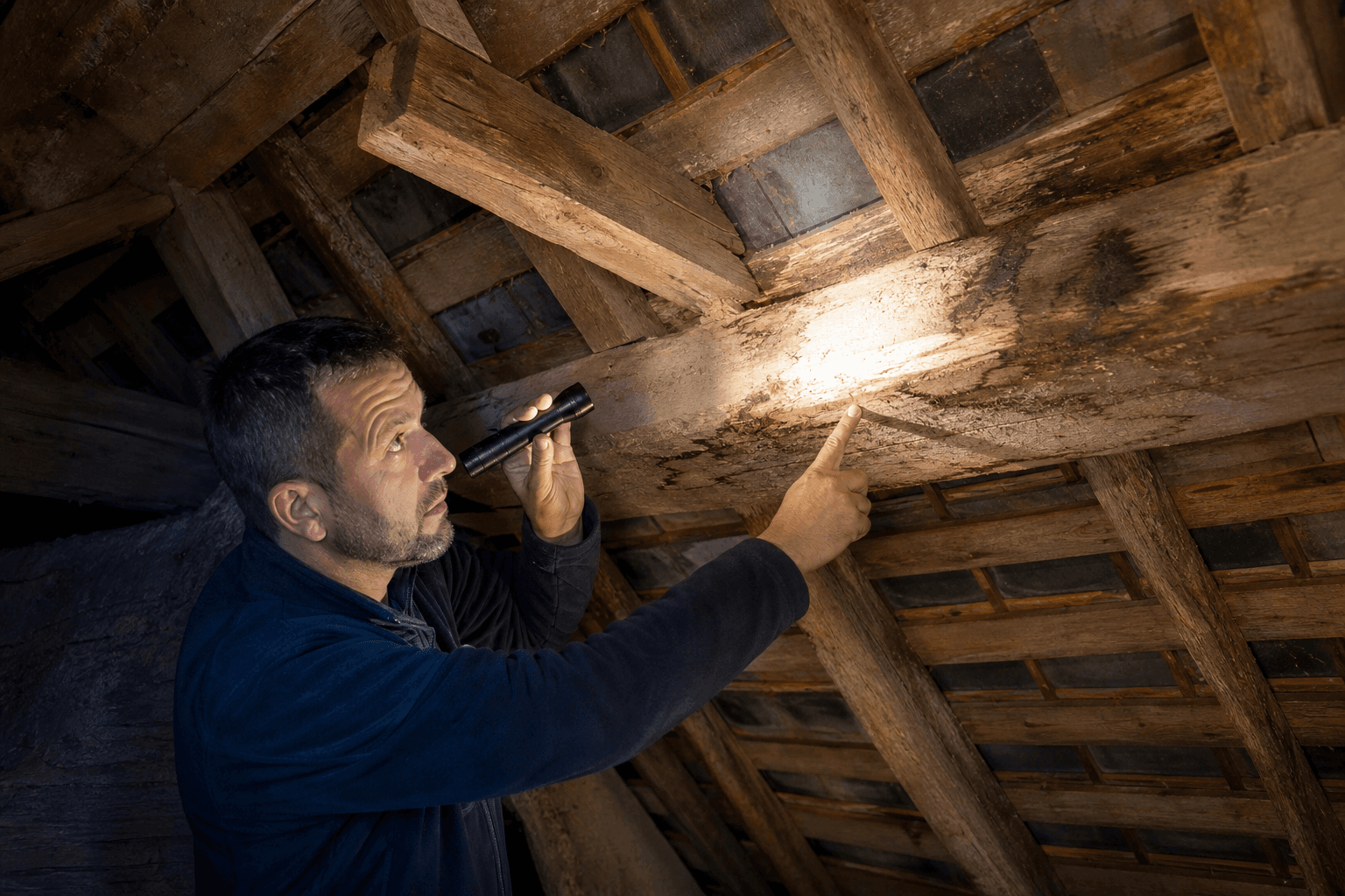 Diagnostic de charpente dans une maison ancienne du Loir-et-Cher avec contrôle des poutres en bois